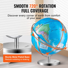 Bostome 13" illuminated globe with LED night light showing detailed world map and constellations.