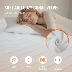 Bostome full heated mattress pad in coral fleece, 54x75 inches, with auto-off feature.