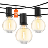 100FT LED outdoor string lights with 50 shatterproof bulbs for versatile lighting.