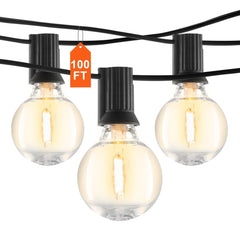Bostome 100FT LED outdoor string lights with 50 shatterproof bulbs for versatile lighting.