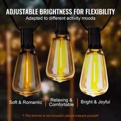 200-foot waterproof LED outdoor string lights with 100 shatterproof ST38 bulbs.