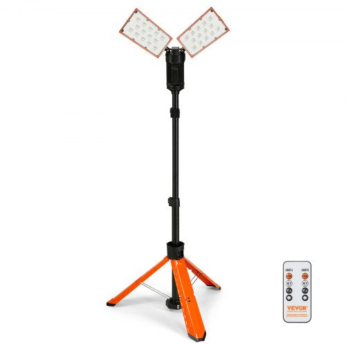 Bostome 2500lm LED Work Light on adjustable tripod with remote control and rechargeable battery.