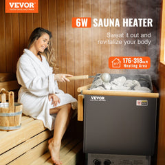 Bostome 6KW electric sauna heater with built-in controls and 3-hour timer for home use.