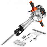 Bostome 2100W demolition jack hammer with two chisels and T-shaped handle for stability.