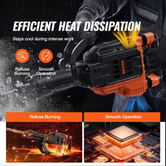 Bostome 3500W electric demolition jack hammer with heavy-duty aluminum construction and 360° handle.