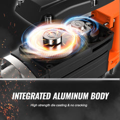 Black 2200W electric demolition jack hammer with integrated aluminum body and orange accents.