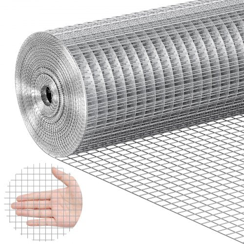 Rolled 1/2-inch galvanized hardware cloth, 24in x 25ft, 19 gauge, with mesh detail.