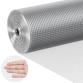 Rolled 1/4-inch galvanized hardware cloth, 36in x 100ft, 23 gauge, with inset showing mesh detail.