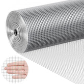 Rolled 1/4-inch galvanized hardware cloth, 36in x 50ft, 23 gauge, with inset showing mesh detail.