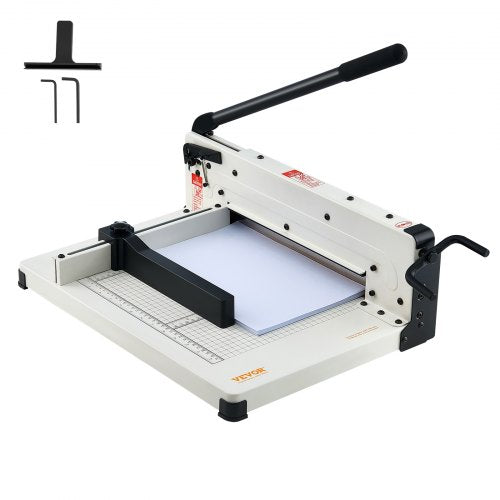 Bostome 12" A4 guillotine paper cutter with metal base and ergonomic handle for precise cuts.
