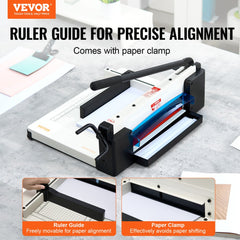 Bostome 12" A4 guillotine paper cutter with metal base and ergonomic handle for precise cuts.