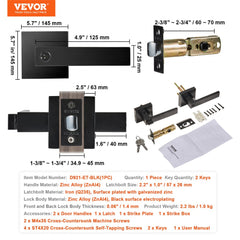 Bostome black entry lever door handle with keyed locking function and reversible design.