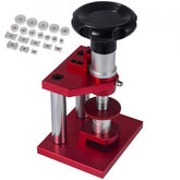 Bostome Watch Press Tool Kit with 20 dies for case closing and bezel pressing, made of aluminum and steel.
