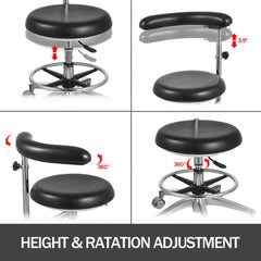 Bostome Dental Assistant Stool with PU leather, adjustable height, and 360° swivel design.