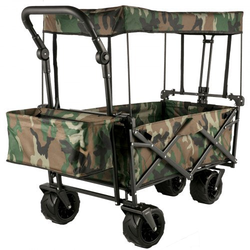 Bostome collapsible folding wagon in camouflage with heavy-duty frame and spacious interior.