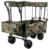 Bostome collapsible folding wagon in camouflage with heavy-duty frame and spacious interior.