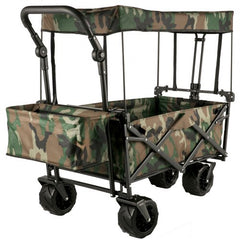 Bostome collapsible folding wagon in camouflage with heavy-duty frame and spacious interior.