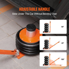 Bostome 6-ton pneumatic air jack with adjustable handle and heightened column for lifting vehicles.