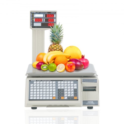 Digital price computing scale with stainless steel platform and dual-sided displays.