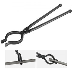 Bostome 18” V-Bit blacksmith tongs with carbon steel jaws and ergonomic handles for secure grip.