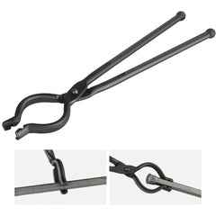 Bostome 18” V-Bit blacksmith tongs with carbon steel construction and ergonomic handles.