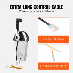 Bostome boat throttle control box for Mercury PT 2-stroke outboard with extra long control cables.