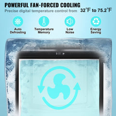 Black dual tap kegerator with stainless steel taps and digital temperature control for draft beer.