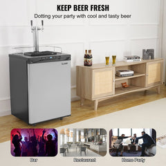 Full-size kegerator with dual taps, spacious interior, and digital temperature control.