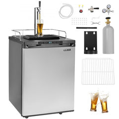 Bostome Full Size Kegerator with single tap, digital controls, and spacious interior for kegs.