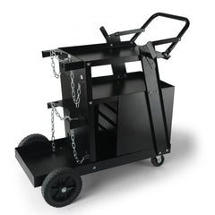Bostome 2-tier welding cart with four drawers, swivel wheels, and gas cylinder slots.