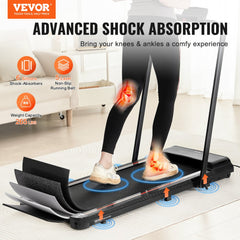 Matte black Bostome walking pad treadmill with handlebar and shock absorption features.