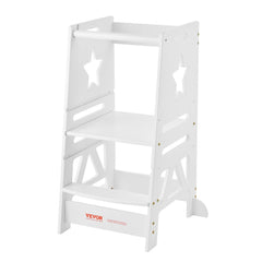 Bostome Bamboo Toddler Step Stool with three adjustable heights and safety rails for stability.
