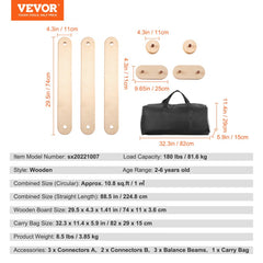 Three sturdy wooden balance beam stepping stones with deepened connectors for safe play.