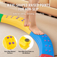 Colorful 8-piece kids balance beam stepping stones with non-slip raised points and foot pads.