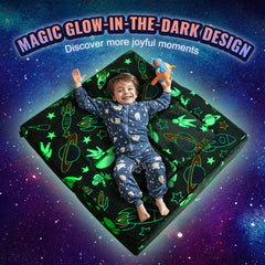 Bostome Kids Play Couch with four modular pieces in glow-in-the-dark fabric for toddlers.