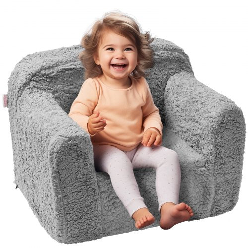 Bostome Kids Armchair in soft sherpa fabric with a sturdy sponge seat for toddlers.