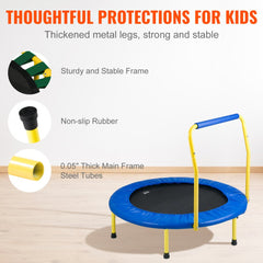 Bostome 3FT foldable kids trampoline with safety features for indoor and outdoor play.