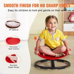 Red Bostome Kids Sensory Swivel Chair with 360° swivel design and sturdy triangular base.