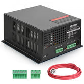 Black Bostome CO2 laser power supply for 80W tubes with fan, ports, and red cable.