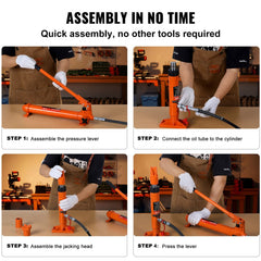 Bostome 10 Ton Hydraulic Jack Kit with long handle, oil tube, and extension tubes in a case.