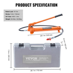 Bostome 10 Ton Hydraulic Jack Kit with long handle, oil tube, and heavy-duty construction.