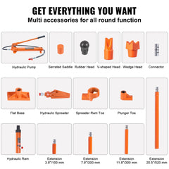 Bostome 12 Ton Hydraulic Jack Kit with long handle, extension tubes, and portable carrying case.