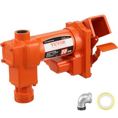 Bostome 12V DC fuel transfer pump with cast iron body and 20 GPM flow rate.