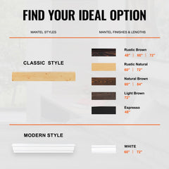 Rustic natural pine wood floating mantel shelf, 60 inches long with visible grain and knots.