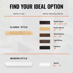 Bostome 72" floating fireplace mantel shelf made of rustic natural pine wood with visible grain.