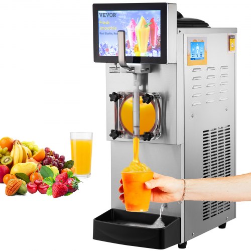 Stainless steel Bostome commercial slushy machine with 8L single bowl and control panel.