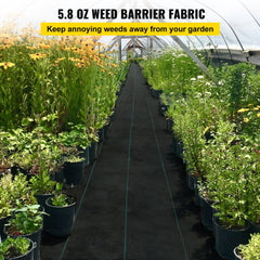 Heavy-duty 5.8oz landscape fabric in a 3x300ft roll, designed to block weeds and allow moisture.