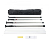 Bostome 10ft dust barrier system with four telescoping poles and clear plastic film.