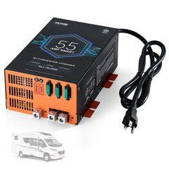 Bostome 55A RV Power Converter with metal body and smart fan for efficient battery charging.