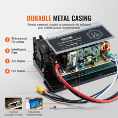 Bostome WF-8955-AD-MBA 55A RV converter main board with durable metal casing, intelligent fan, and cables.